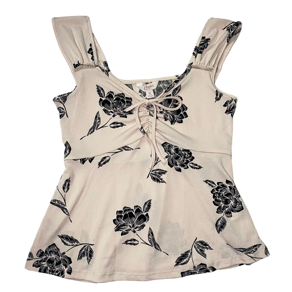 Candies Light Pink Blouse w Black Floral Print